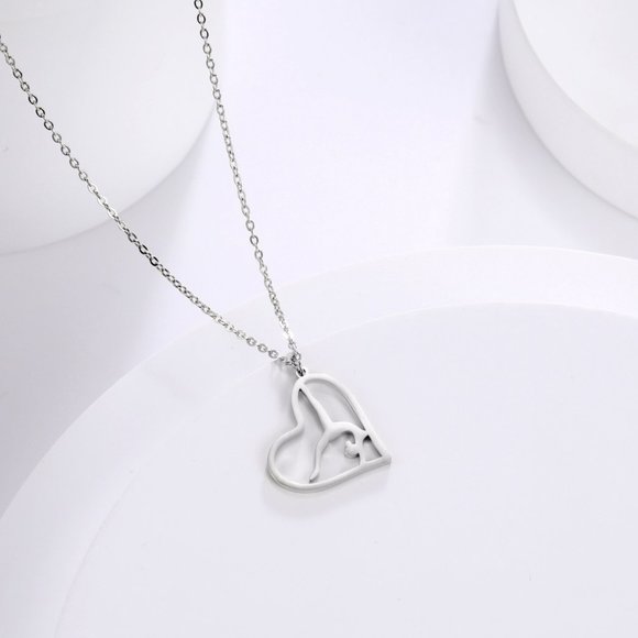 Silver Gymnastics Girl‎ Heart Necklace, Great Gifts - Dancer, Dancing Rhythmic - Picture 3 of 6